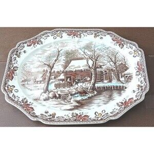 Johnson Brothers Serving Platter Country Life 20" Oval Turkey England 1976